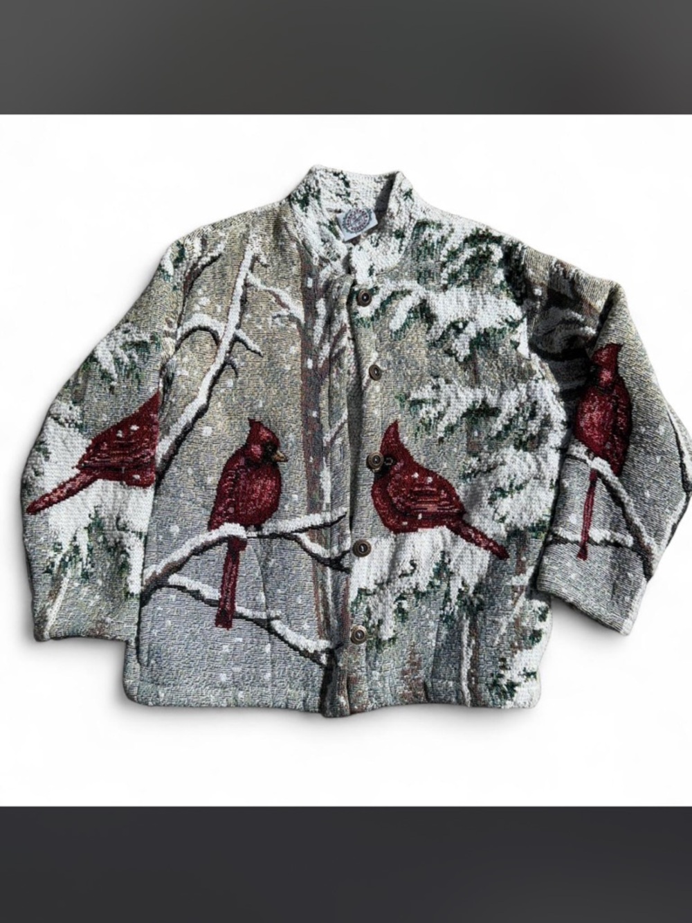 Vintage Sugar Street Weavers Cardinal Tapestry Jacket Size Large USA Made